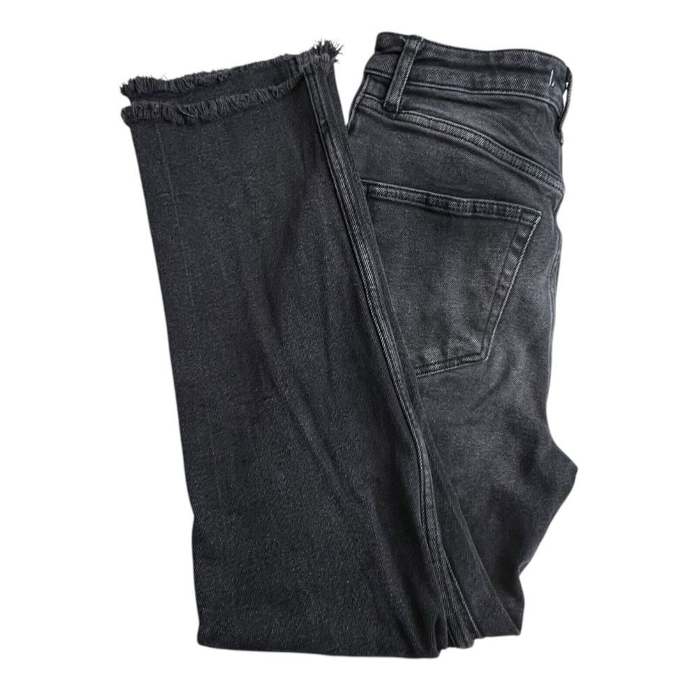We The Free Womens 28 Black High Rise Raw Hem Cropped Straight Leg Jeans